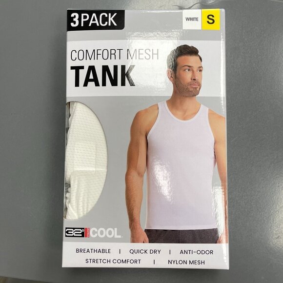 NEW 32 Degrees Cool Size S 3-Pack Comfort Mesh Tank White - Picture 2 of 5